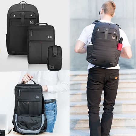 Backpack Won iF DESIGN AWARD 2020, Magnet Buckle for Laptop Sleeve and for Mobile Pouch